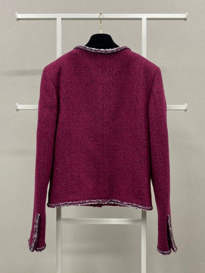 Chanel 22A Limited Edition Burgundy Tweed Jacket
