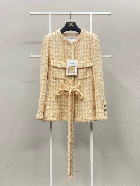 Chanel 23S orange and white tweed jacket