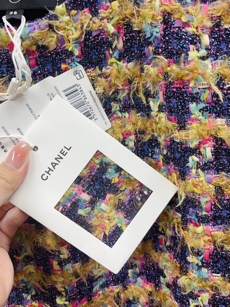 Chanel 22A Colorful Houndstooth tweed Jacket
