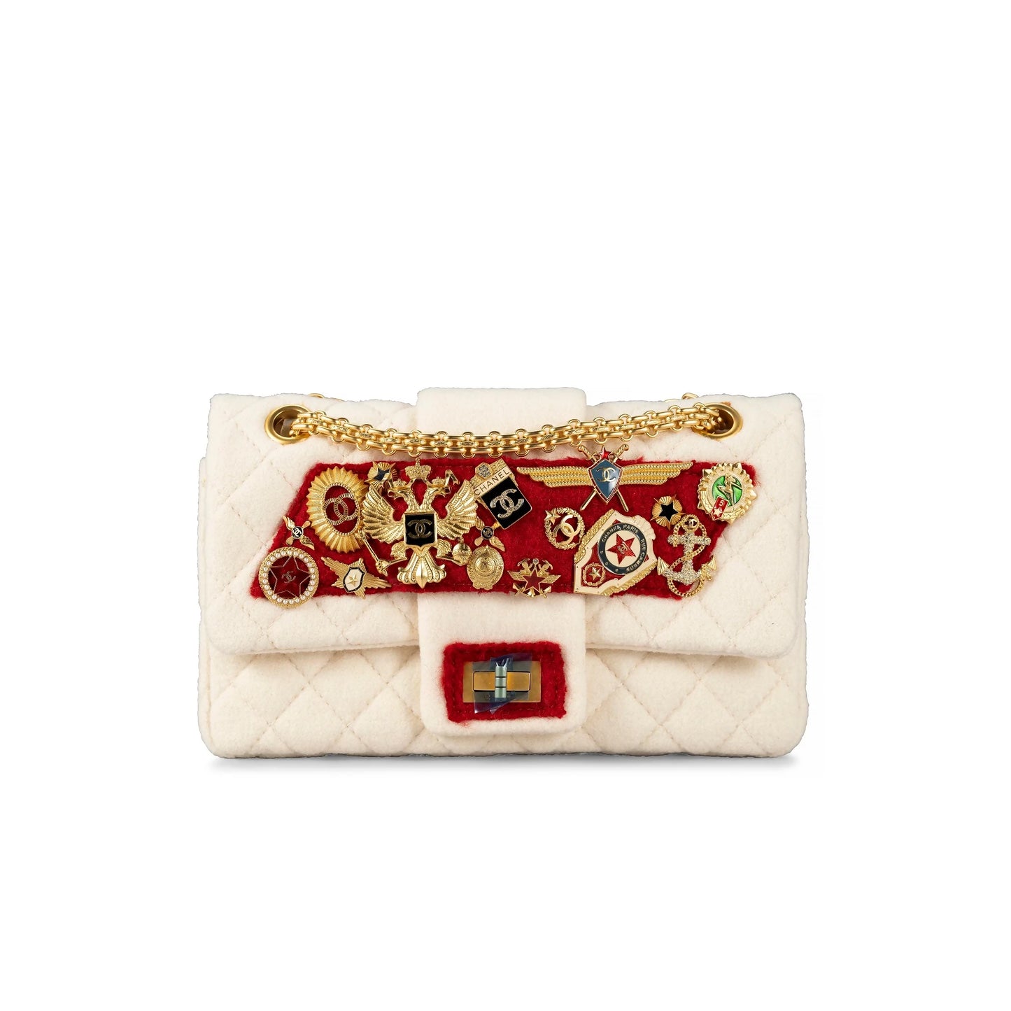 Chanel White Tweed 2.55 Medium Classic Double Flap Bag, Paris–Moscow Métiers d’Art 2009 collection.
