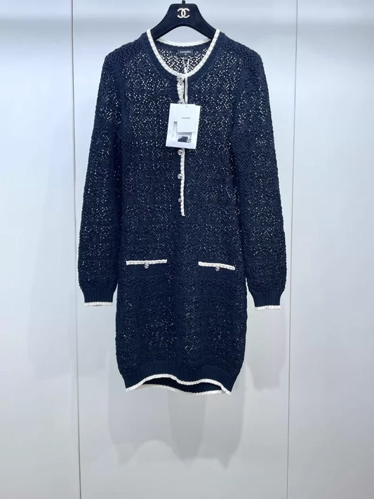 Chanel 24P black knit dress
