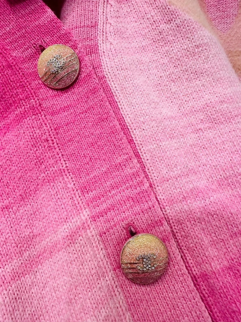 Chanel 24C  pink logo knit cardigan