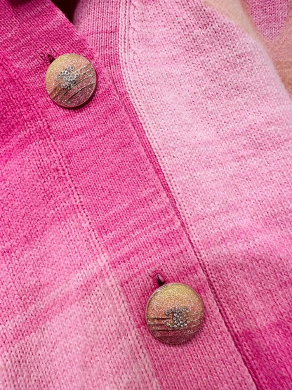 Chanel 24C  pink logo knit cardigan