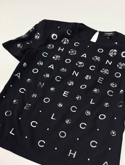 Chanel 21S Black Silk T-Shirt