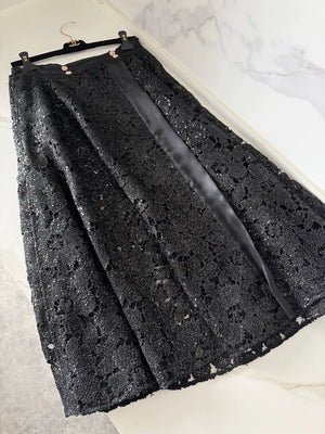 Chanel 24S Black lace Camellia Skirt