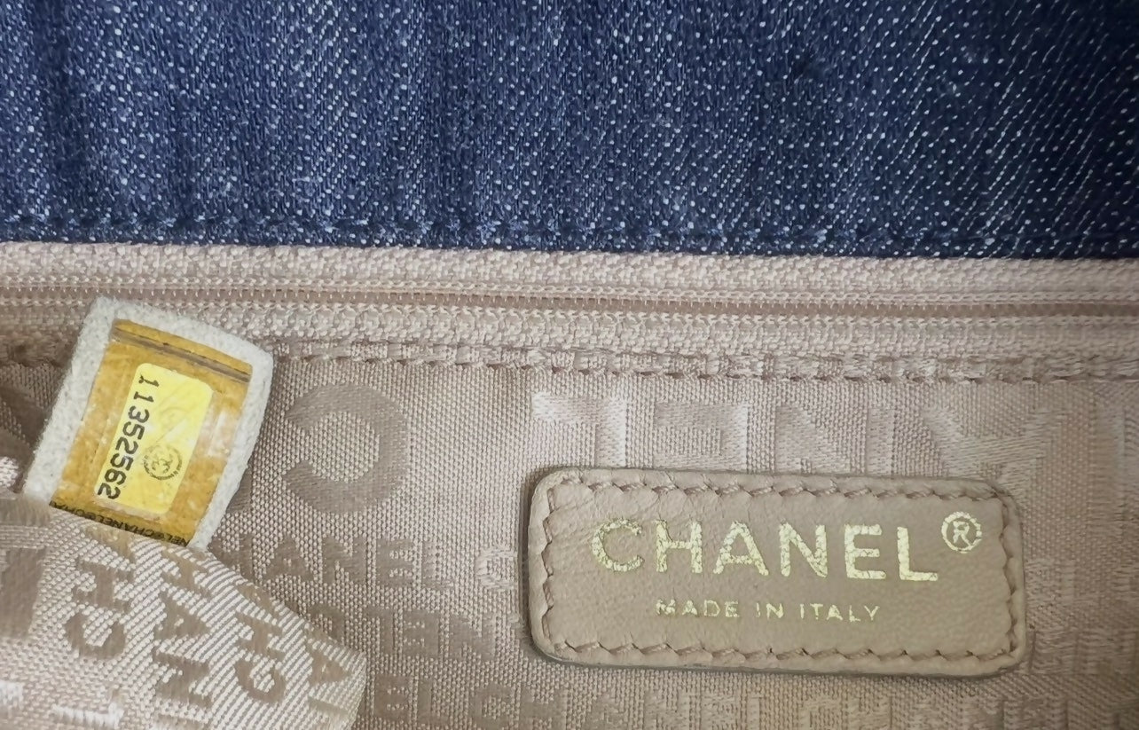 Chanel Blue Denim XL Coco Cabas Timeless Tote Bag with Pochette