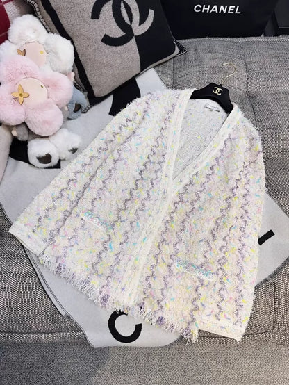 Chanel off-white sequined cardigan with crystal embellishments