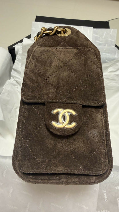 Chanel 25 bag mini brown suede