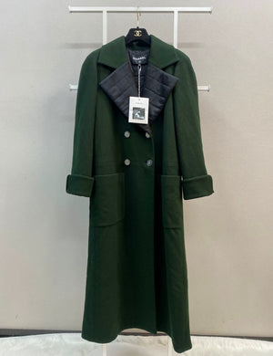 Chanel 21K dark green woolen long coat