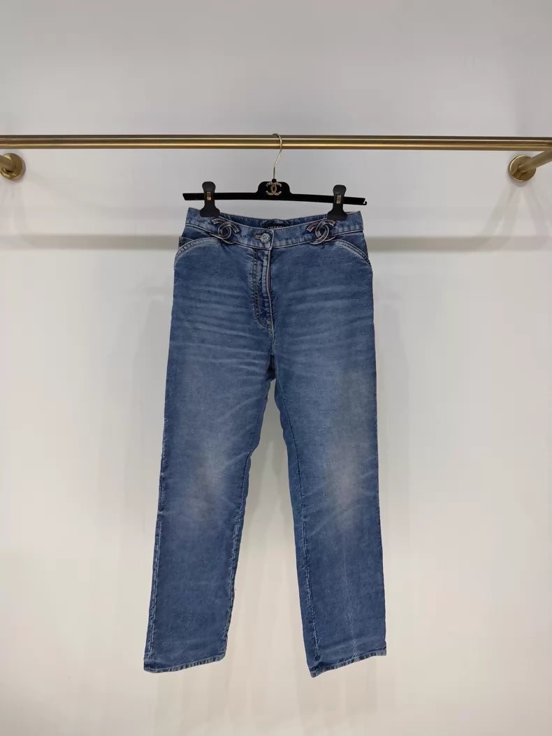 Chanel 24S jeans with the double C logo at the waist