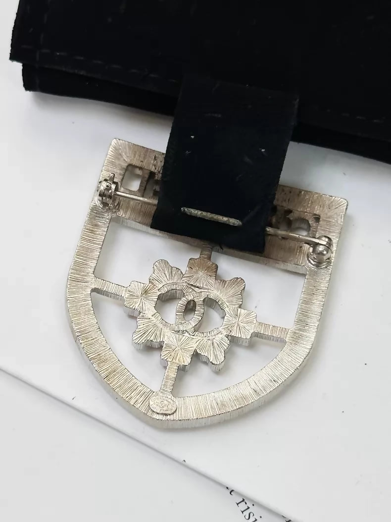 Chanel 15B Silver Shield Brooch