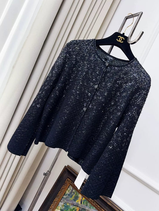 Chanel 25P black cardigan