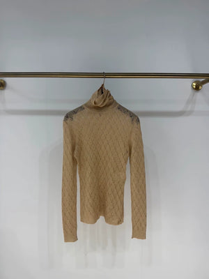 Chanel 23A gold turtleneck knit top