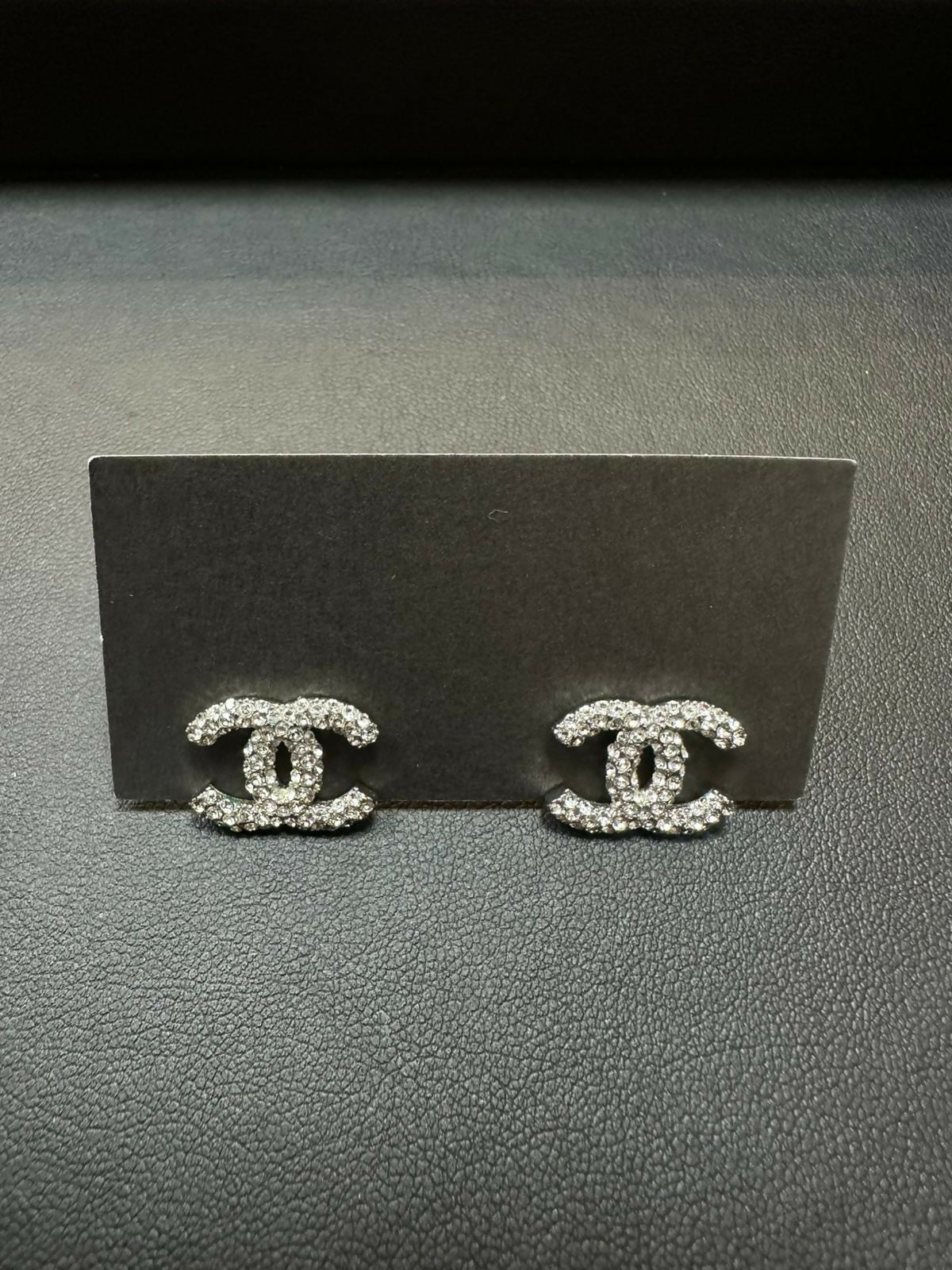 Chanel 2018 Rhinestone CC Motif Earrings