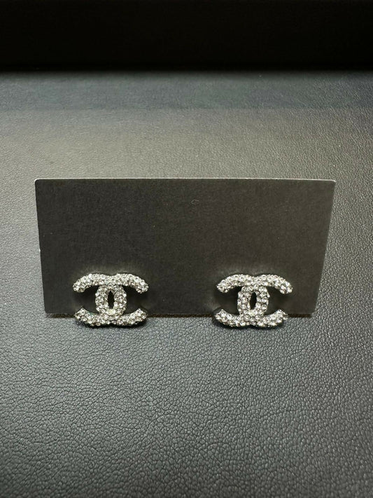 Chanel 2018 Rhinestone CC Motif Earrings
