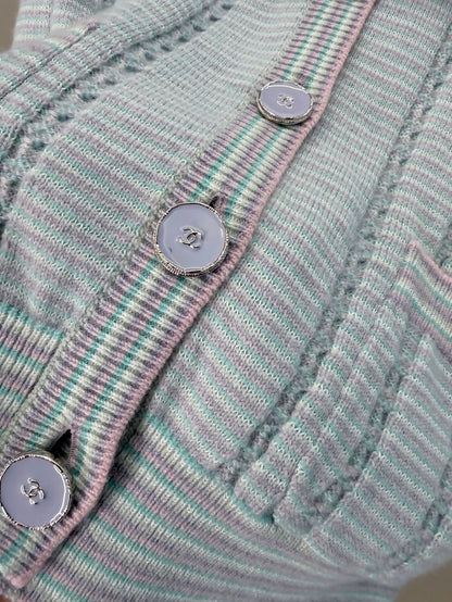 Chanel 25B baby blue cardigan