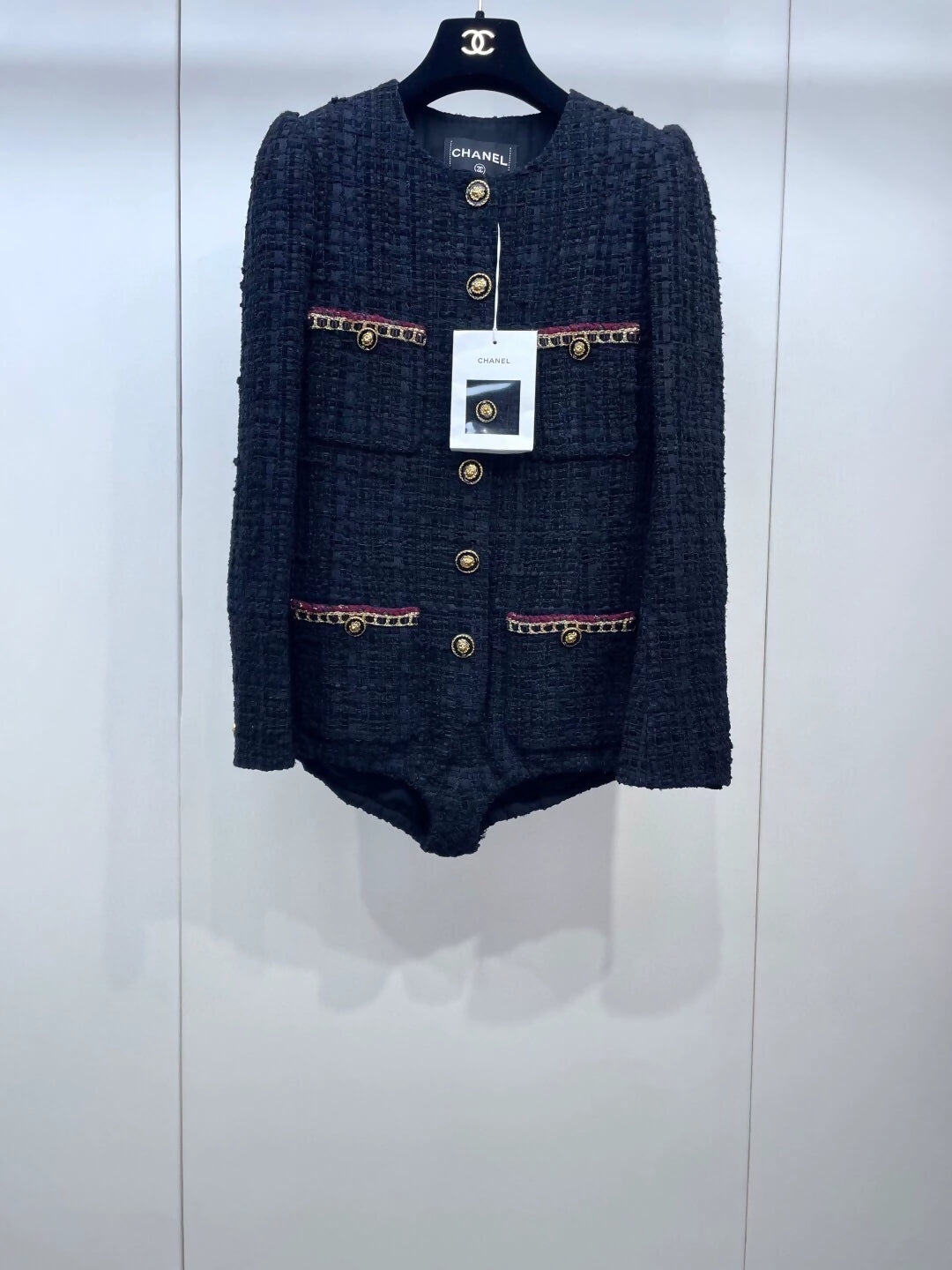 Rare Chanel 21A Gold chain bodysuit jacket