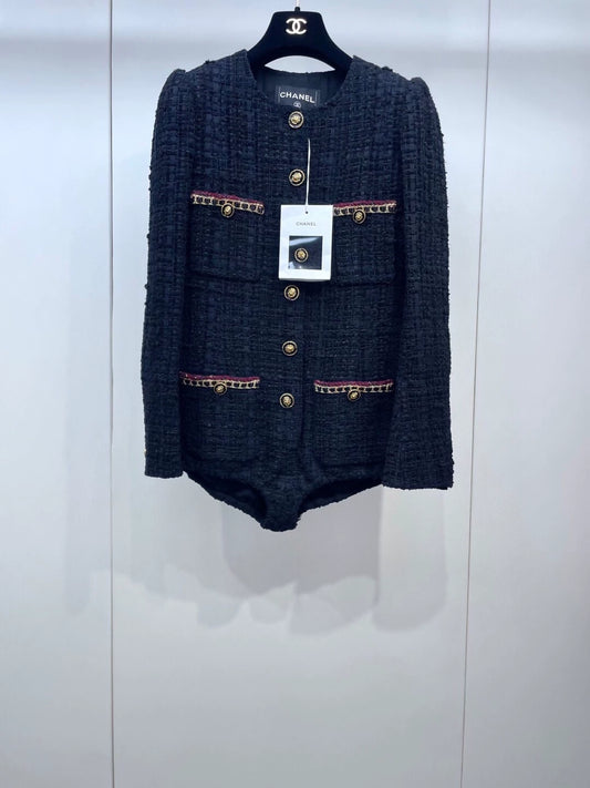 Rare Chanel 21A Gold chain bodysuit jacket