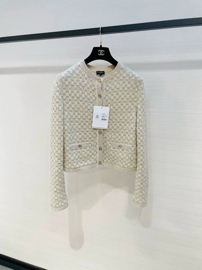 Chanel 23B beige cardigan & skirt set