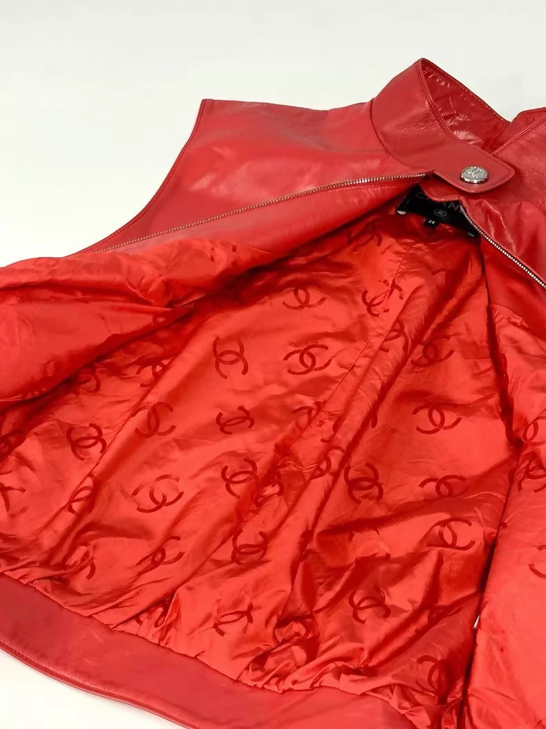 Chanel 23C Red Lambskin leather Vest