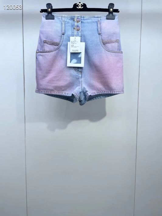 Chanel 24C gradient pink denim shorts
