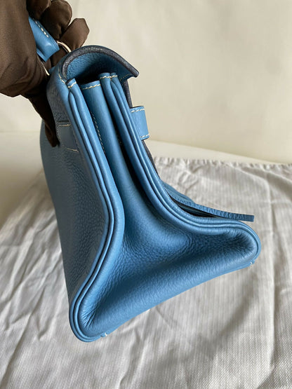 Hermes Vintage Kelly shoulder fringe in denim blue