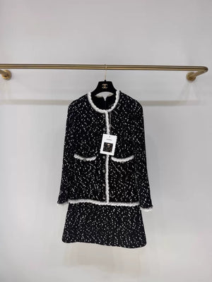 Chanel 23K black tweed sequined dress