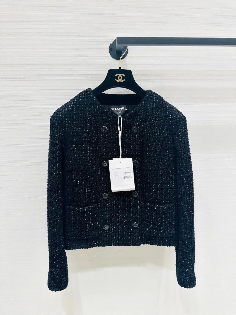 Chanel 22B velvet shimmering black jacket