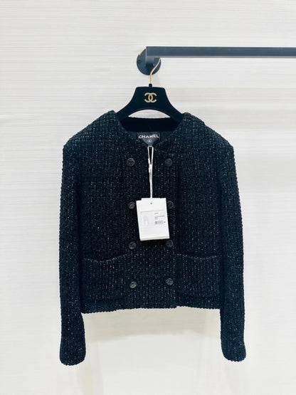 Chanel 22B velvet shimmering black jacket