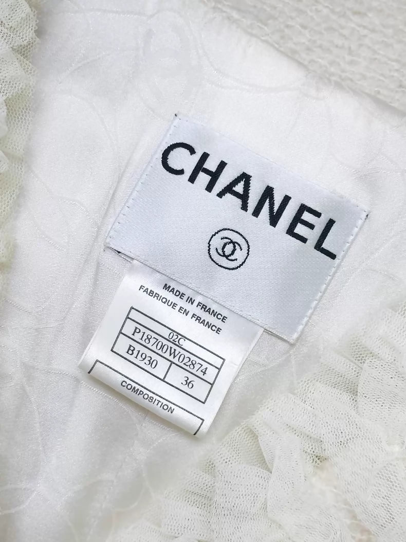 Chanel 02C ecru Lace Top with Belt