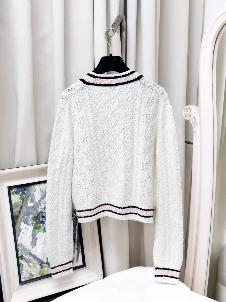 Chanel 24P White knit Cardigan