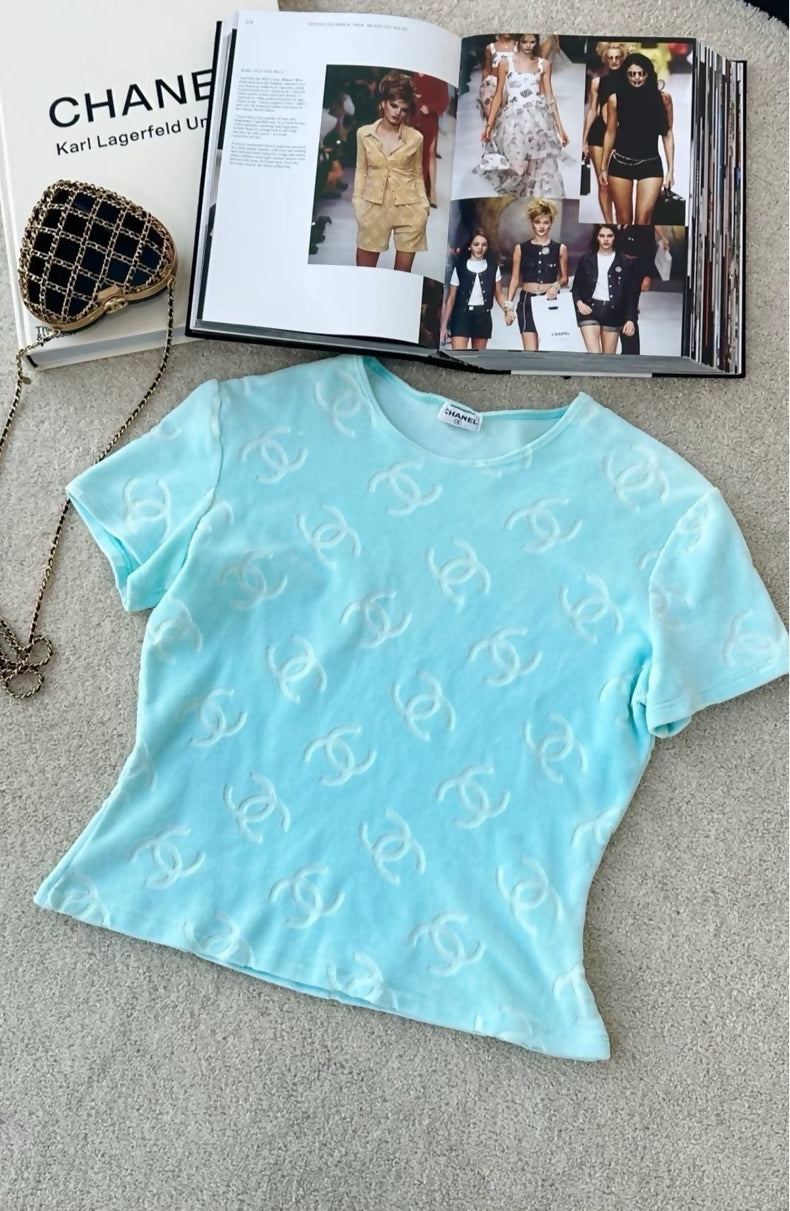 Chanel 1996 velvet all-logo top