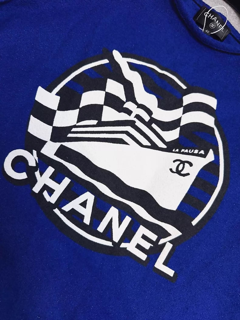 Chanel 19c Blue Nautical Cruise Print T-Shirt