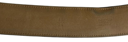 Chanel 12P Lucky Charms Black Distressed Glazed Calfskin Leather Belt Size 85/34