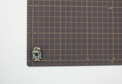 Chanel Vintage 07A Gripoix Blue Black & Green Eagle Brooch