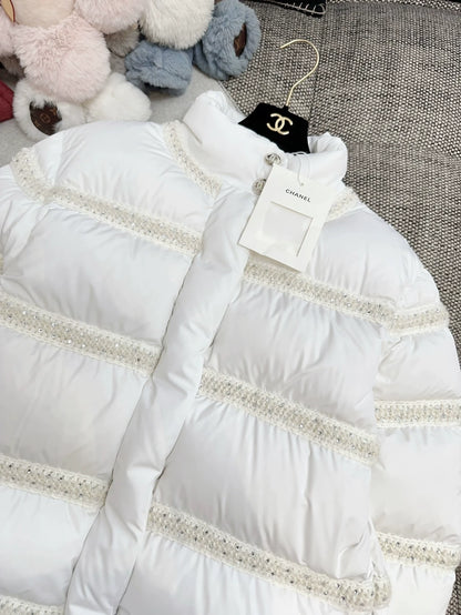 Chanel 24N Coco Neige ski collection white down jacket