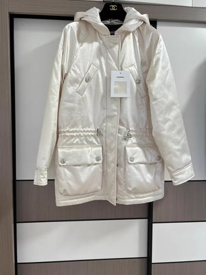 Chanel 23N off-white silk cotton-padded jacket