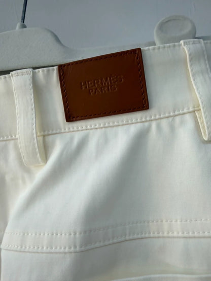 Hermes Fall/Winter 2025 Leather Label White Casual Pants