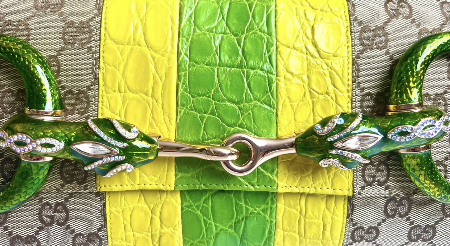 GUCCI Ultra Collectible Croc Horsebit Serpent Large Clutch Bag