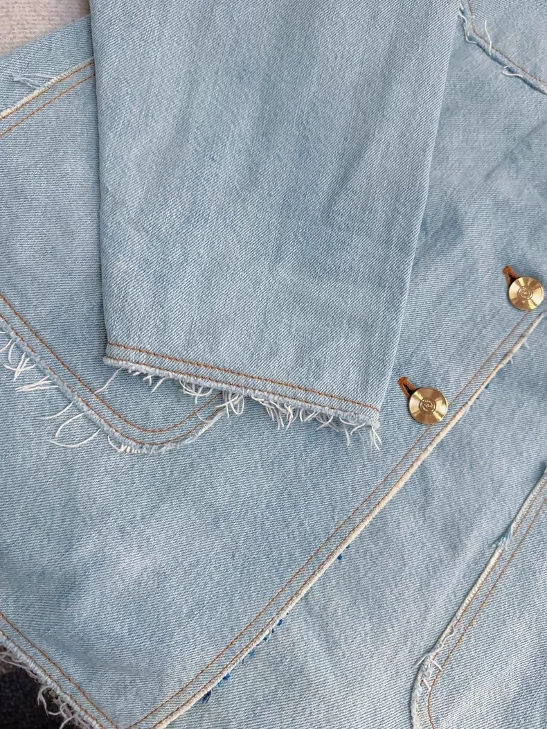 Chanel 20p oversized blue denim jacket