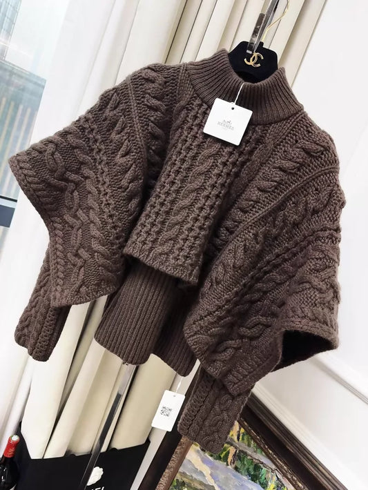 Hermes brown cape sweater
