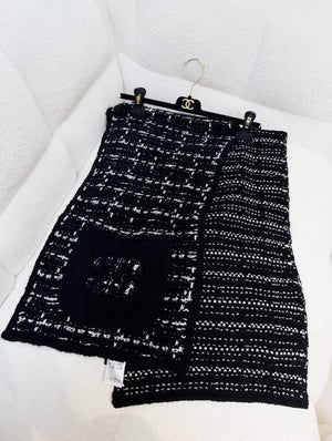 Chanel 23B Double C Pocket Black and White Scarf
