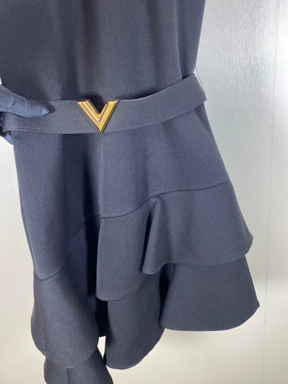 Louis Vuitton black ruffled belt dress
