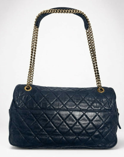 Chanel Black Quilted Iridescent Calfskin Shiva Jumbo Classic Flap Bag GHW
