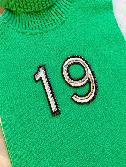Chanel 21K Green Turtleneck Sweater Vest