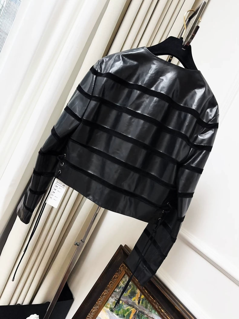 Chanel 24S black striped leather jacket