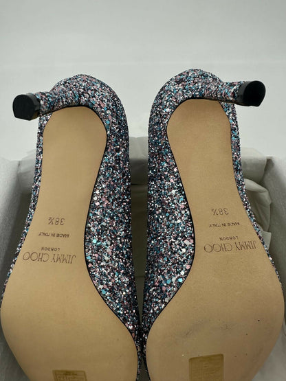 Jimmy Choo Romy Light Blue Multicolour Glitter Pumps Size 38.5