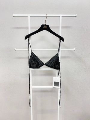 Chanel 21c black pearl silk top