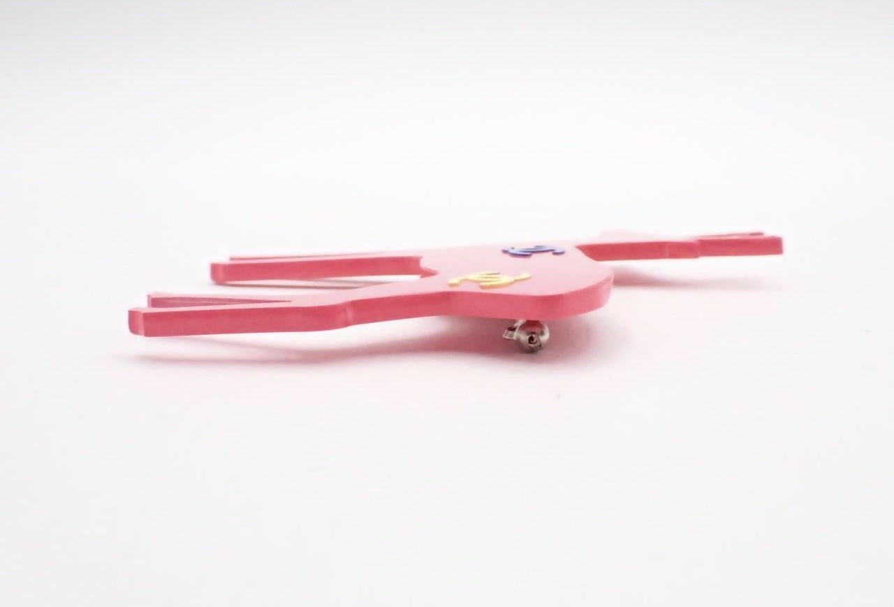 Chanel Vintage 01A Resin Peach Pink Deer CC Logo Brooch