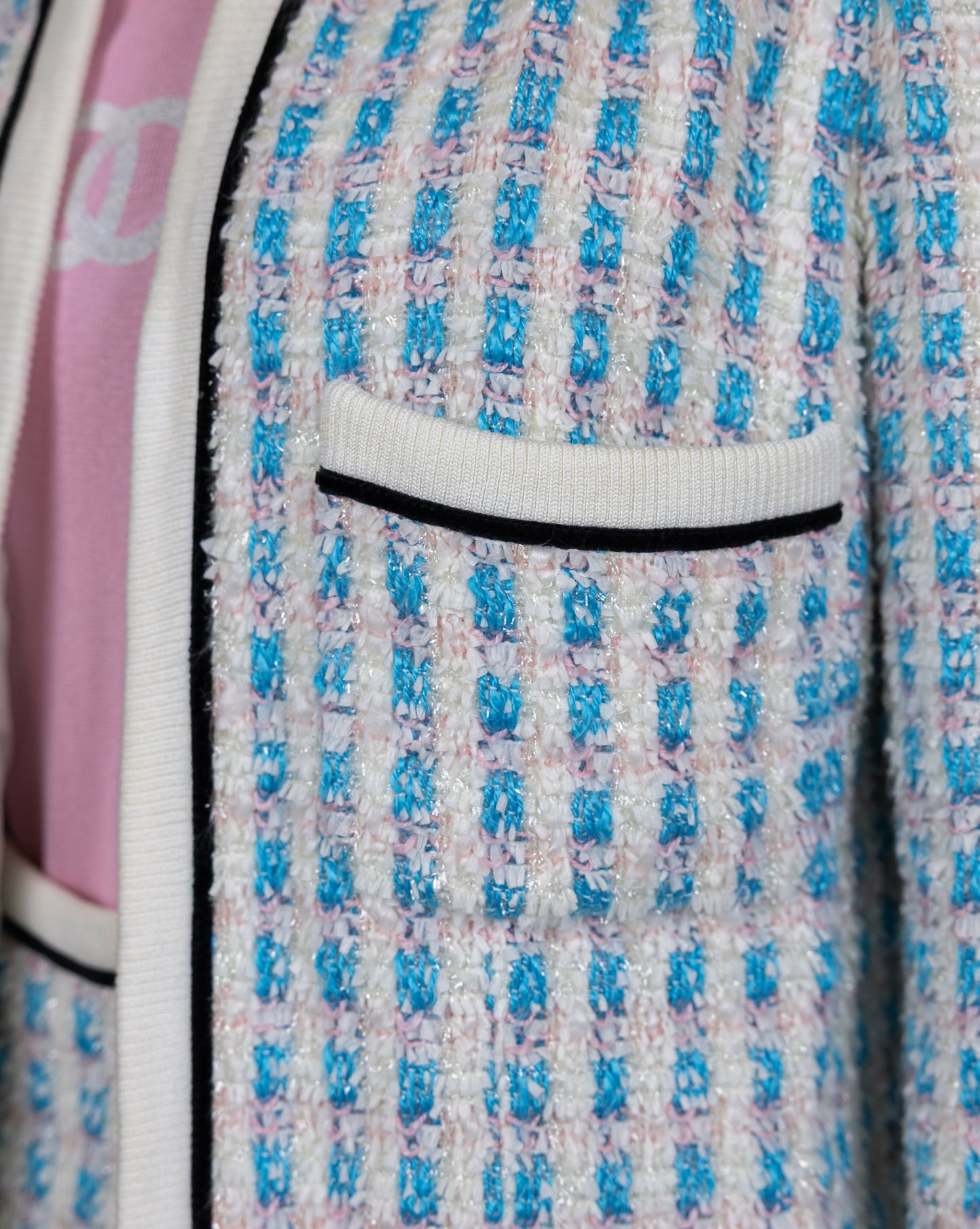 Chanel 1992 Spring/Summer Vintage Blue Tweed Skirt Set